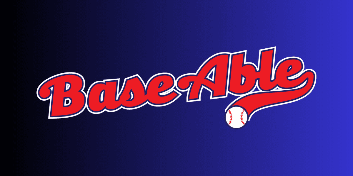 Logo featuring the word "BaseAble" with a baseball graphic on a gradient background