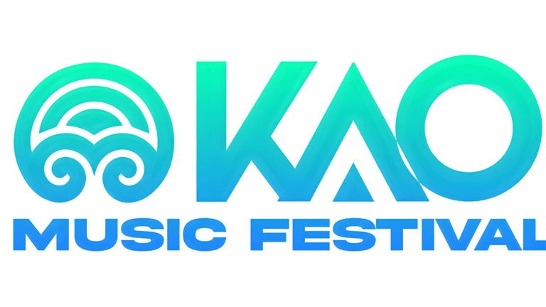 Kao Music Festival logo featuring vibrant colors and a futuristic design.