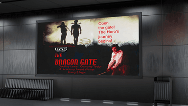 Poster for The Dragon Gate Blu-ray release, featuring a dramatic shot of the hero and a mysterious figure.