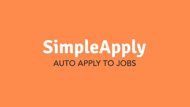 SimpleApply.ai logo with tagline "Auto Apply to Jobs" on orange background.