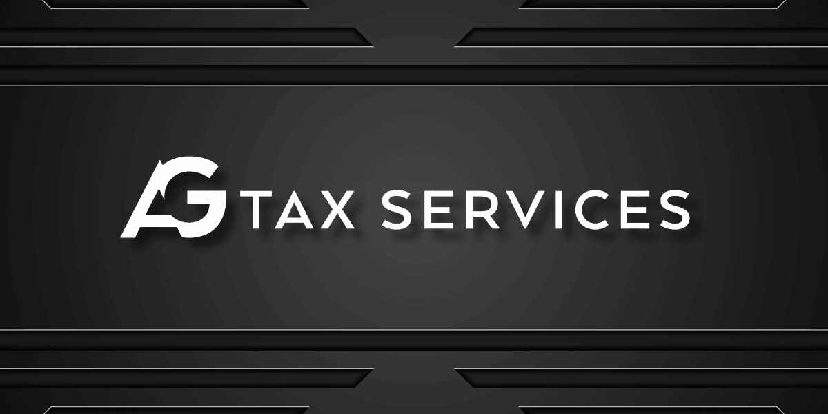 Logo for AG Tax Services on a black textured background