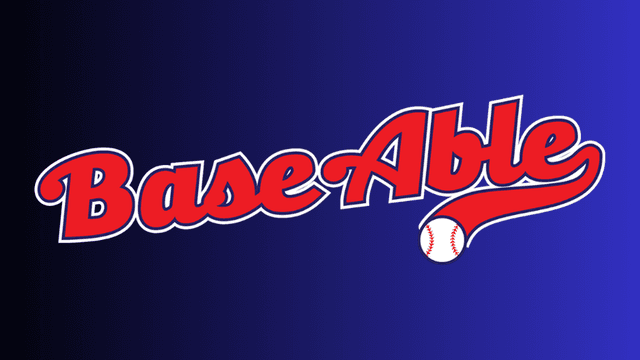 Logo featuring the word "BaseAble" with a baseball graphic on a gradient background