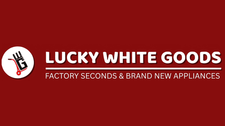 Logo of Lucky White Goods showcasing their commitment to sustainability and affordable appliances through factory seconds and refurbished products.