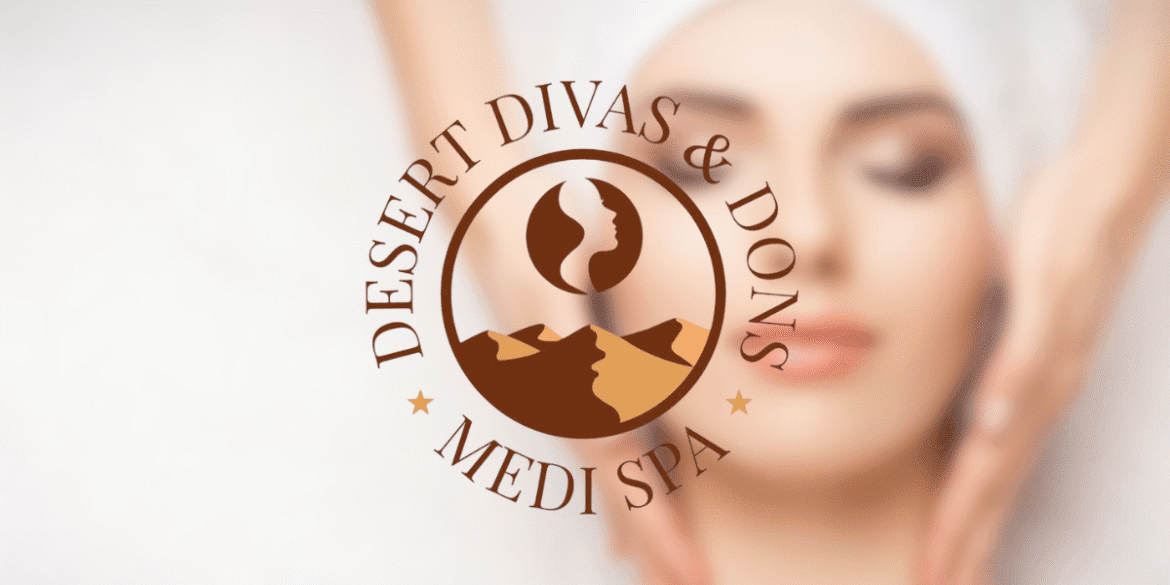 Desert Divas & Dons Medi Spa logo design with a spa treatment theme, showcasing a serene woman receiving a facial