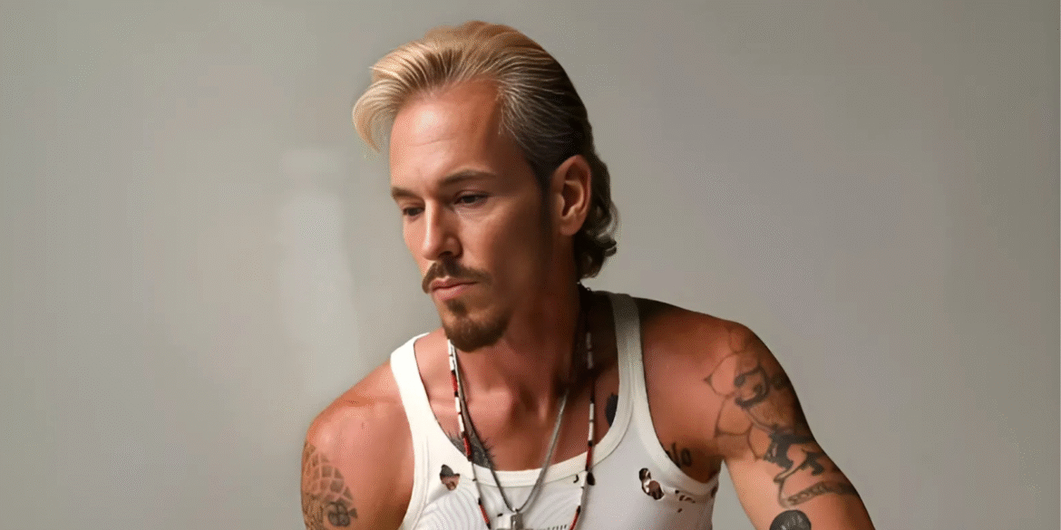 C.J. Shaman, a rising rock and country artist, photographed with a contemplative expression. Known for his raw, rebellious sound and deeply personal music, Shaman combines classic rock energy with modern influences, captivating audiences with his authentic performances and powerful lyrics.