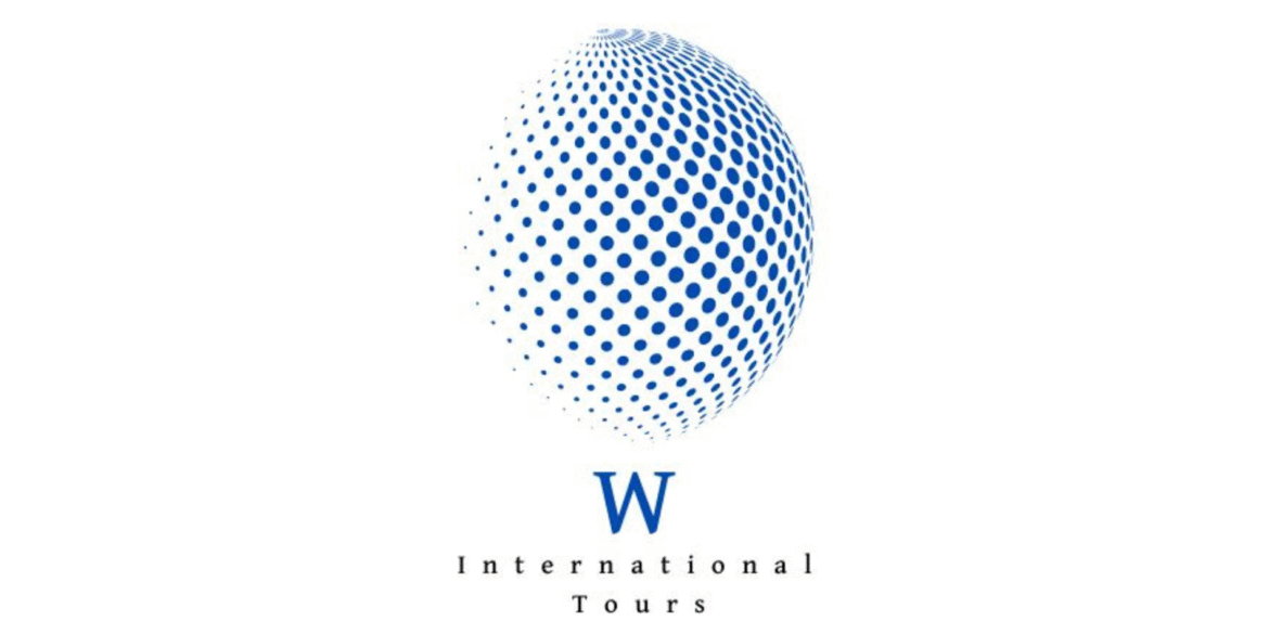 Logo of W International Tours, symbolizing global travel experiences, connecting people to Africa's wildlife, culture, and landscapes.