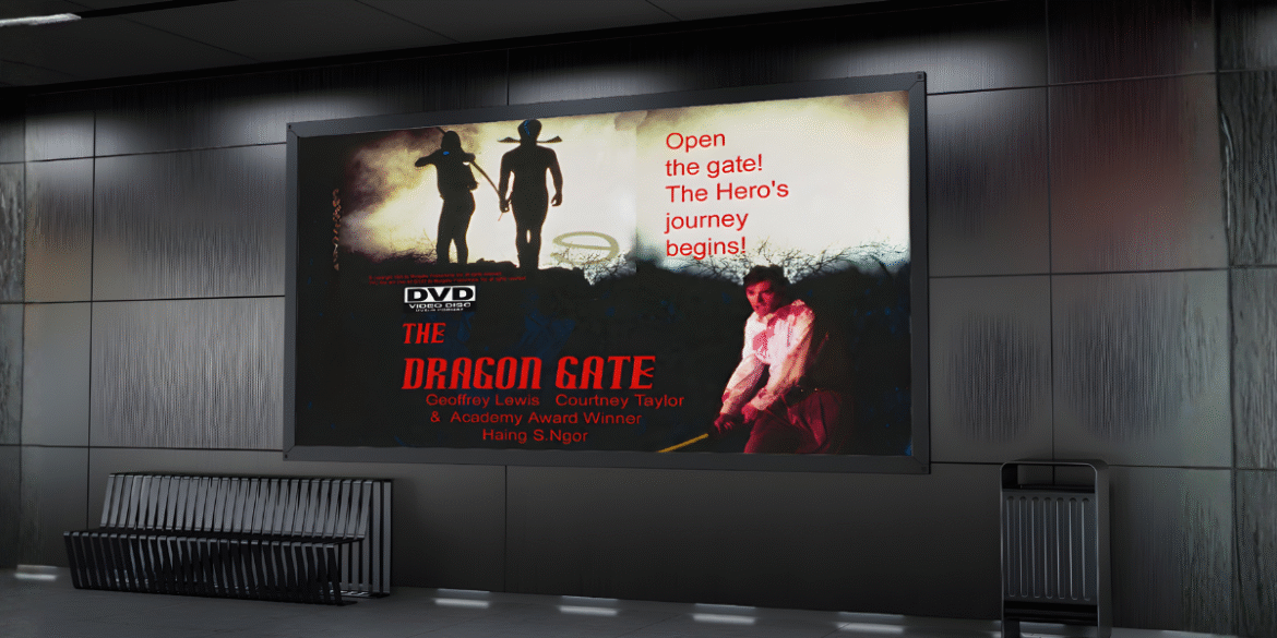 Poster for The Dragon Gate Blu-ray release, featuring a dramatic shot of the hero and a mysterious figure.
