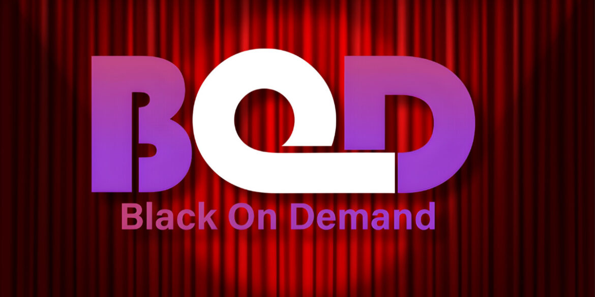 Black On Demand TV logo with purple and white colors, representing empowerment for Black creators in the media industry.